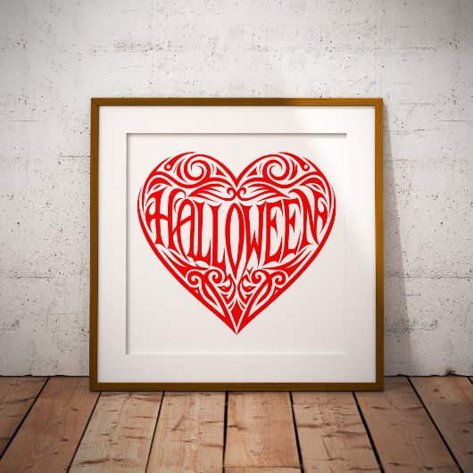 Halloween Hart, Rode Hart, Feestdag Foto Afdruk