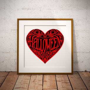 Halloween Hart, Rode Hart, Feestdag Foto Afdruk