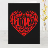 Halloween Hart, Rode Hart, Feestdag Kaart (Gele Bloem)