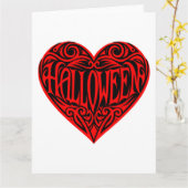 Halloween Hart, Rode Hart, Feestdag Kaart (Gele Bloem)