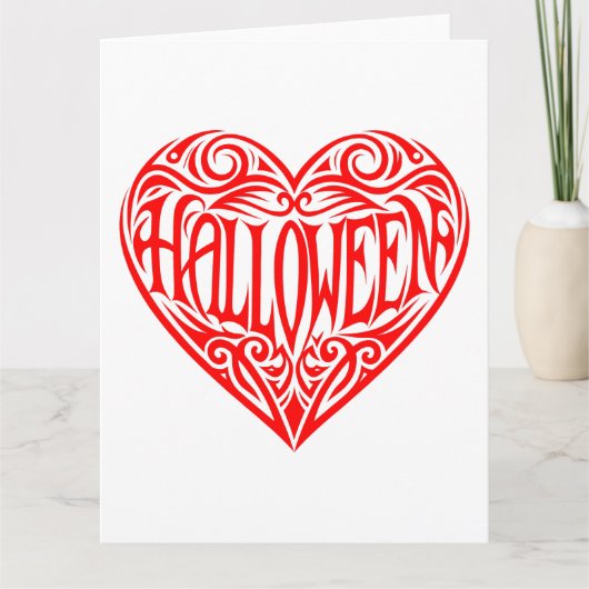 Halloween Hart, Rode Hart, Feestdag Kaart (Voorkant)