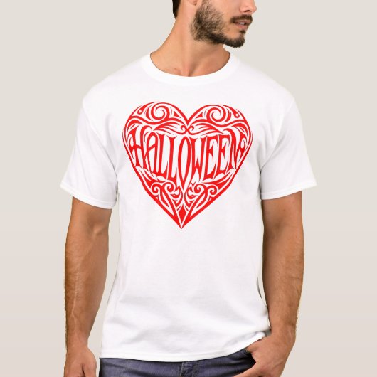Halloween Hart, Rode Hart, Feestdag T-shirt (Voorkant)