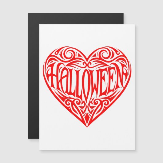 Halloween Hart, Rode Hart, Vakantie Magnetische Uitnodiging (Voorkant / Achterkant)