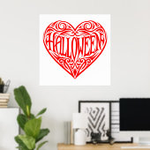 Halloween Hart, Rode Hart, Vakantie Poster (Thuiskantoor)