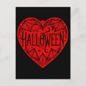 Halloween Hart, Rode Hartvorm, Feestdag Briefkaart (Voorkant)