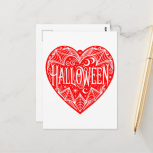 Halloween Hart, Rode Hartvorm, Feestdag Briefkaart