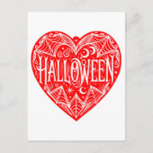 Halloween Hart, Rode Hartvorm, Feestdag Briefkaart (Voorkant)