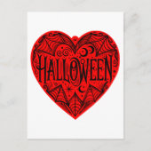 Halloween Hart, Rode Hartvorm, Feestdag Briefkaart (Voorkant)