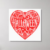 Halloween Hart, Rode Hartvorm, Feestdag Canvas Afdruk (Voorkant)