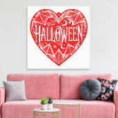Halloween Hart, Rode Hartvorm, Feestdag Canvas Afdruk (Insitu (Woonkamer))
