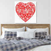 Halloween Hart, Rode Hartvorm, Feestdag Canvas Afdruk (Insitu (Slaapkamer))