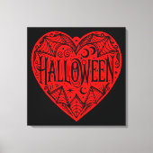 Halloween Hart, Rode Hartvorm, Feestdag Canvas Afdruk (Voorkant)