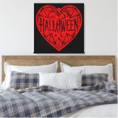 Halloween Hart, Rode Hartvorm, Feestdag Canvas Afdruk (Insitu (Slaapkamer))