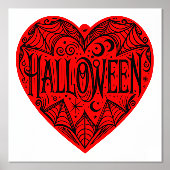 Halloween Hart, Rode Hartvorm, Feestdag Folie Afdrukken (Voorkant)