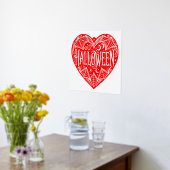 Halloween Hart, Rode Hartvorm, Feestdag Folie Afdrukken (Laag (Keuken))