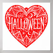 Halloween Hart, Rode Hartvorm, Feestdag Folie Afdrukken (Voorkant)