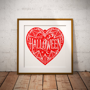 Halloween Hart, Rode Hartvorm, Feestdag Foto Afdruk