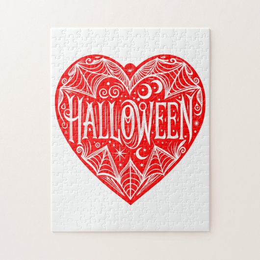Halloween Hart, Rode Hartvorm, Feestdag Legpuzzel (Verticaal)