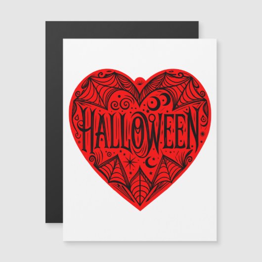 Halloween Hart, Rode Hartvorm, Feestdag Magnetische Uitnodiging (Voorkant / Achterkant)
