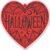 Halloween Hart, Rode Hartvorm, Feestdag Sticker (Voorkant)