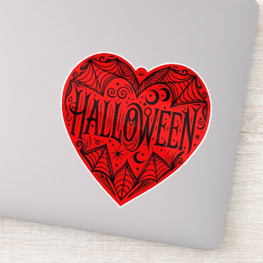 Halloween Hart, Rode Hartvorm, Feestdag Sticker (Detail)