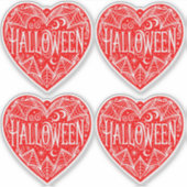 Halloween Hart, Rode Hartvorm, Feestdag Sticker (Voorkant)