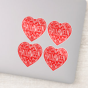 Halloween Hart, Rode Hartvorm, Feestdag Sticker