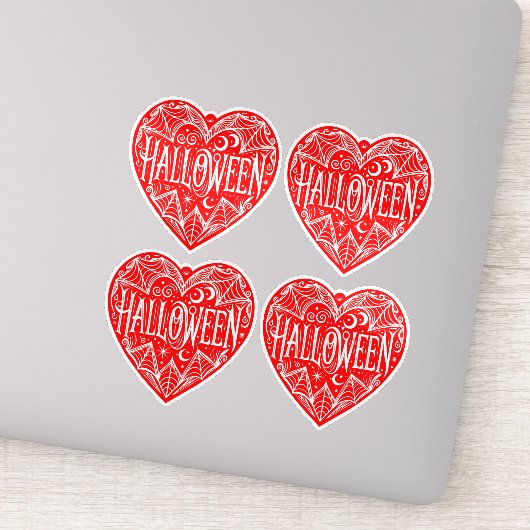 Halloween Hart, Rode Hartvorm, Feestdag Sticker (Detail)