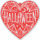 Halloween Hart, Rode Hartvorm, Feestdag Sticker (Voorkant)