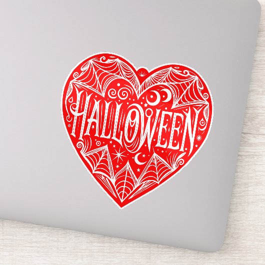 Halloween Hart, Rode Hartvorm, Feestdag Sticker (Detail)