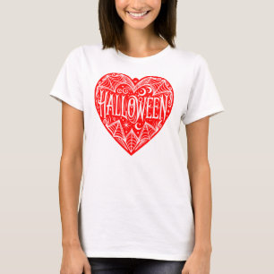 Halloween Hart, Rode Hartvorm, Feestdag T-shirt