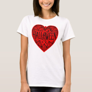 Halloween Hart, Rode Hartvorm, Feestdag T-shirt