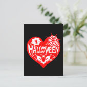 Halloween Hart, Rode Hartvorm, Spinnenweb Briefkaart (Staand voorkant)