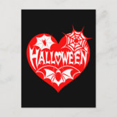 Halloween Hart, Rode Hartvorm, Spinnenweb Briefkaart (Voorkant)
