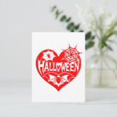 Halloween Hart, Rode Hartvorm, Spinnenweb Briefkaart (Staand voorkant)