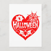 Halloween Hart, Rode Hartvorm, Spinnenweb Briefkaart (Voorkant)