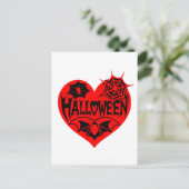 Halloween Hart, Rode Hartvorm, Spinnenweb Briefkaart (Staand voorkant)