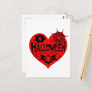 Halloween Hart, Rode Hartvorm, Spinnenweb Briefkaart