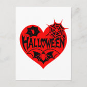 Halloween Hart, Rode Hartvorm, Spinnenweb Briefkaart (Voorkant)