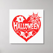 Halloween Hart, Rode Hartvorm, Spinnenweb Canvas Afdruk (Voorkant)