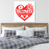 Halloween Hart, Rode Hartvorm, Spinnenweb Canvas Afdruk (Insitu (Slaapkamer))