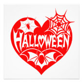 Halloween Hart, Rode Hartvorm, Spinnenweb Foto Afdruk (Voorkant)