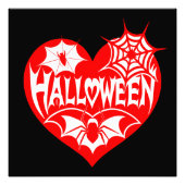 Halloween Hart, Rode Hartvorm, Spinnenweb Foto Afdruk (Voorkant)