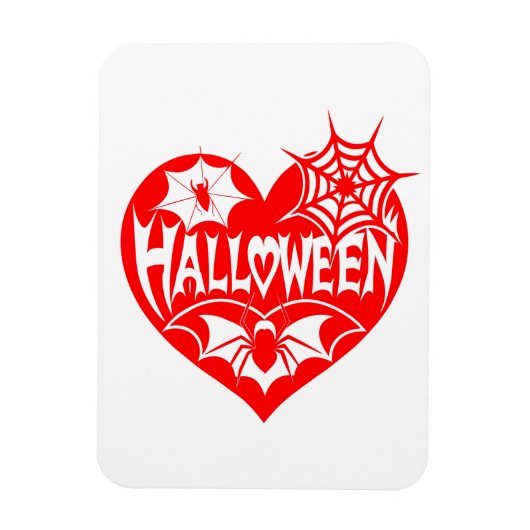 Halloween Hart, Rode Hartvorm, Spinnenweb Magneet (Verticaal)