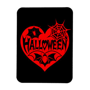 Halloween Hart, Rode Hartvorm, Spinnenweb Magneet