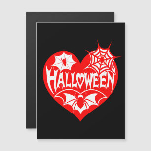 Halloween Hart, Rode Hartvorm, Spinnenweb Magnetische Uitnodiging