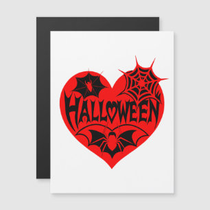 Halloween Hart, Rode Hartvorm, Spinnenweb Magnetische Uitnodiging