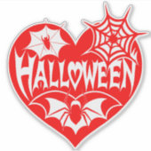 Halloween Hart, Rode Hartvorm, Spinnenweb Sticker (Voorkant)