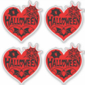 Halloween Hart, Rode Hartvorm, Spinnenweb Sticker (Voorkant)
