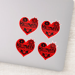 Halloween Hart, Rode Hartvorm, Spinnenweb Sticker